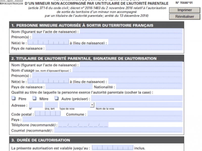 Autorisation de sortie du territoire